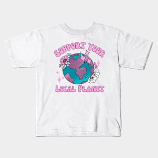 support your local planet- Retro Kids T-Shirt